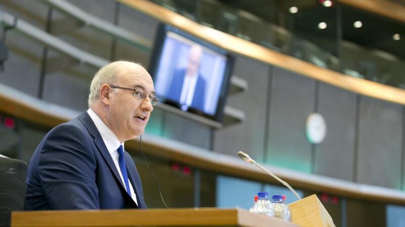 Ireland’s European Parliament Commissioner-designate Phil Hogan at EU hearing today.