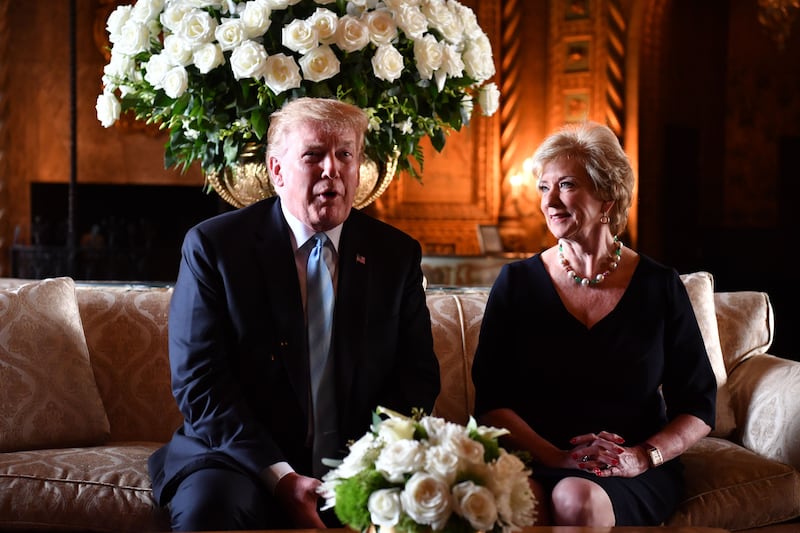 Linda McMahon is chief executive of the professional wrestling franchise WWE. Photograph: Nicholas Kamm/AFP via Getty Images