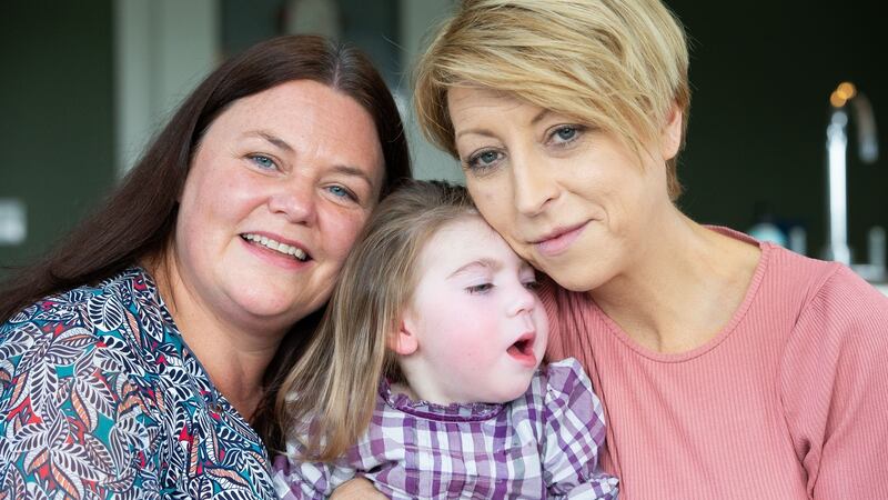 Tracy Carroll and her daughter Willow aged 2 Years and 9 Months and Nurse Catherine Fullerton.Photograph: Tom Honan