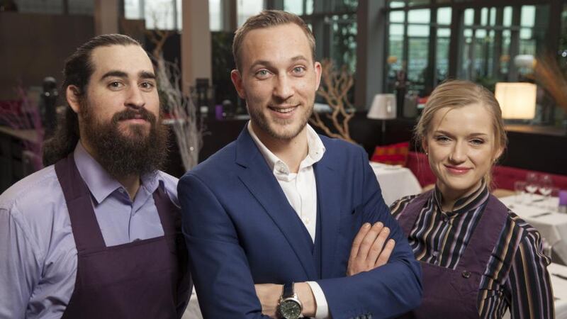 Barman Ethan Miles, maître d’ Mateo Saina and waitress Alice Marr