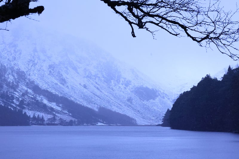 Snowfall in the Wicklow Mountains on Sunday. Photograph: Stephen Collins/Collins Photos