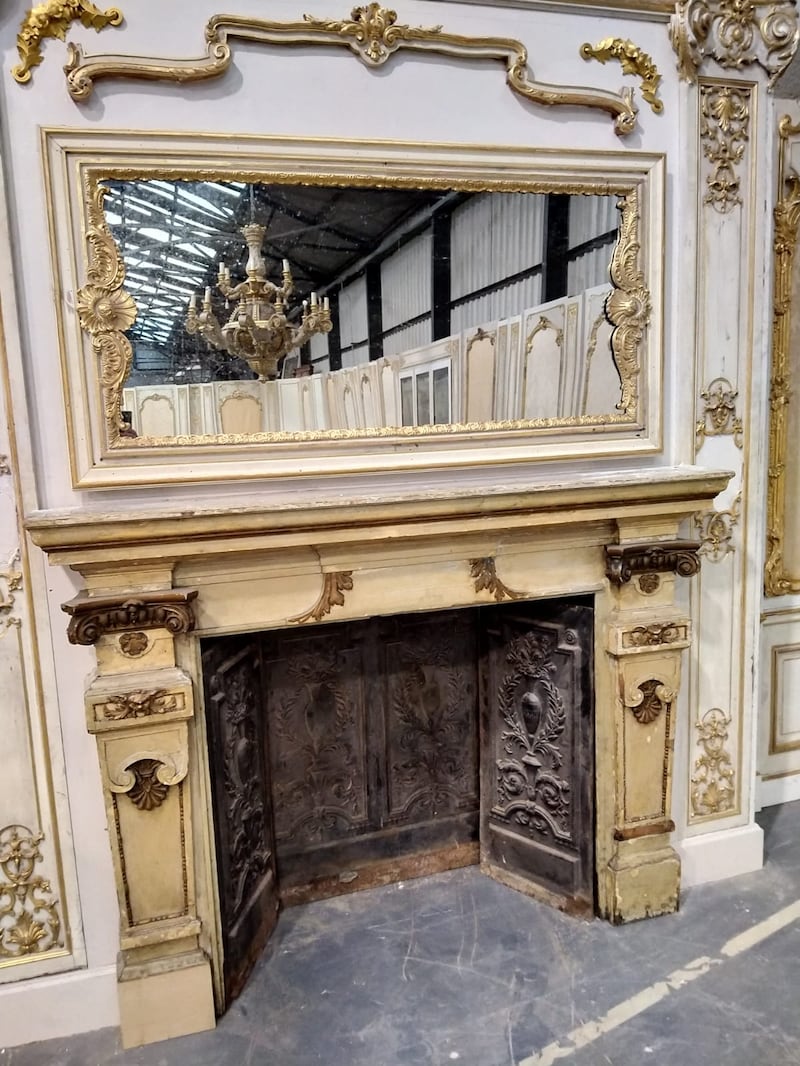 Hand-painted gilded gesso panelled room. It originated in a chateau near Versailles and was used as a set piece for the Hollywood film Disenchanted, shot in Enniskerry. Estimate of €25,000-€35,000 from Victor Mee