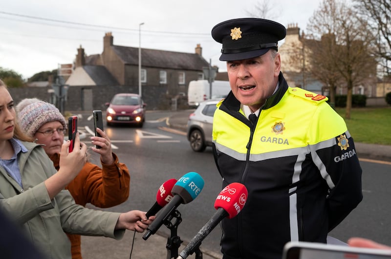 Supt Anthony Farrell of Carlow Garda Station speaks to media after the crash. Photograph: Colin Keegan/Collins Dublin