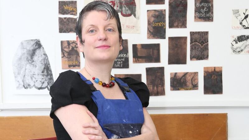 Sinéad Dinneen, artist and visual art education lecturer, Mary Immaculate College, Limerick in her studio. Photograph: Liam Burke/Press 22