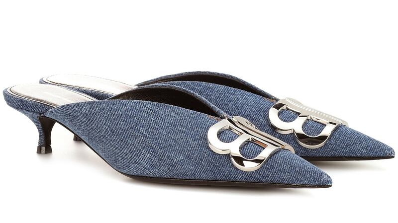 Blue denim mules, €695, Balenciaga at Brown Thomas.