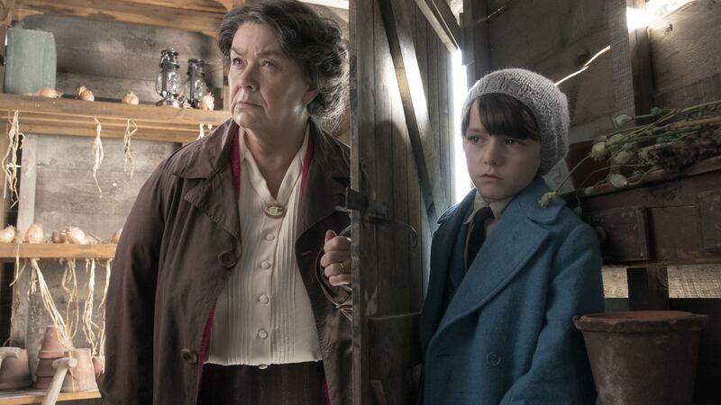 A new Sky original - Roald & Beatrix, The Tail of the Curious Mouse, Dawn French plays Beatrix with Harry Tayler as the young Roald Dahl. Photograph: Sky