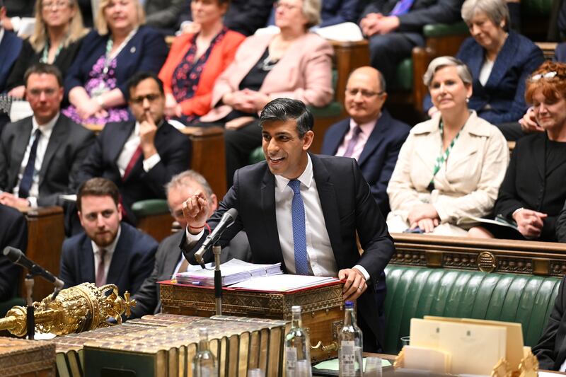 UK prime minister Rishi Sunak told the House of Commons that Ireland could not 'cherry pick' from international agreements Photograph: UK Parliament/PA Wire 