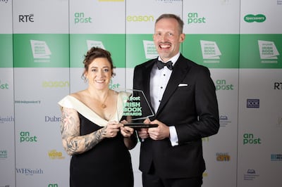 Eilish Fisher and Dermot Flynn, winner of Specsavers Children’s Book of the Year – Senior for Fia and the Last Snow Deer.