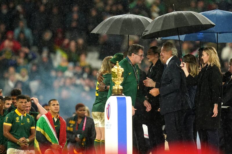 South Africa director of rugby Rassie Erasmus after the 2023 World Cup final at the Stade de France in Paris. Photograph: Adam Davy/PA 
