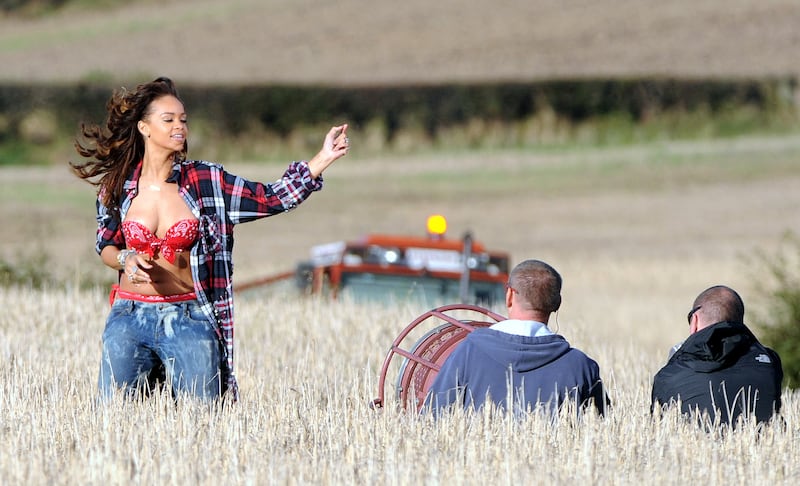 Rihanna filming the video for We Found Love in a field in Co Down owned by DUP election hopeful Alan Graham. Photograph: PA Wire