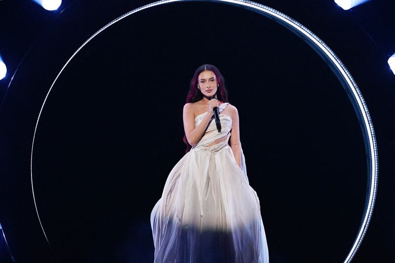 Israel's Eden Golan during the first rehearsal before the second semi-final of the Eurovision Song Contest: the singer was booed by some of those watching and there were reportedly shouts of 'free Palestine'. Photograph: Jessica Gow/AFP/Getty Images