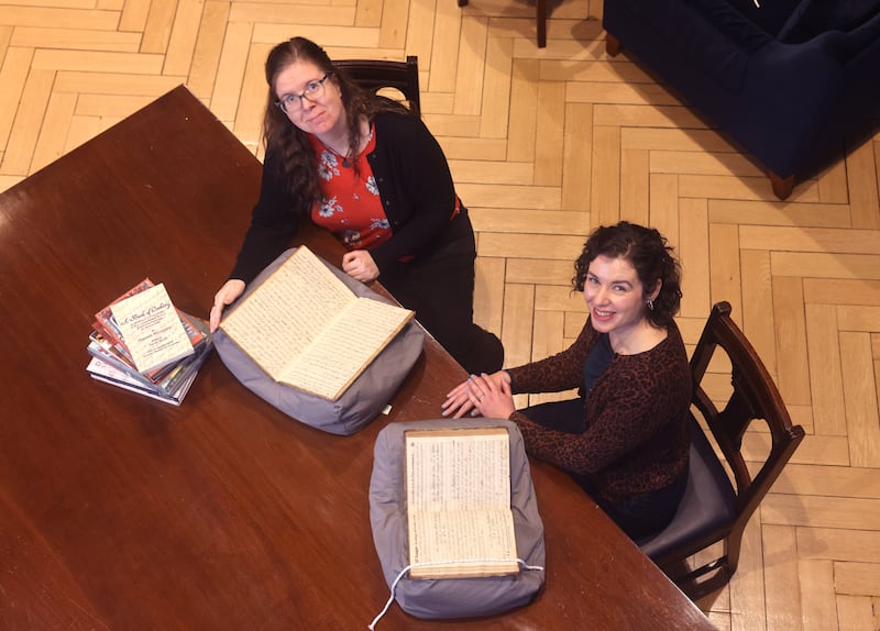 NLI archivists Nora Thornton and Joanne Carroll. 'They pickled everything. I’ve even come across pickled pigeon' Photograph: Dara Mac Dónaill