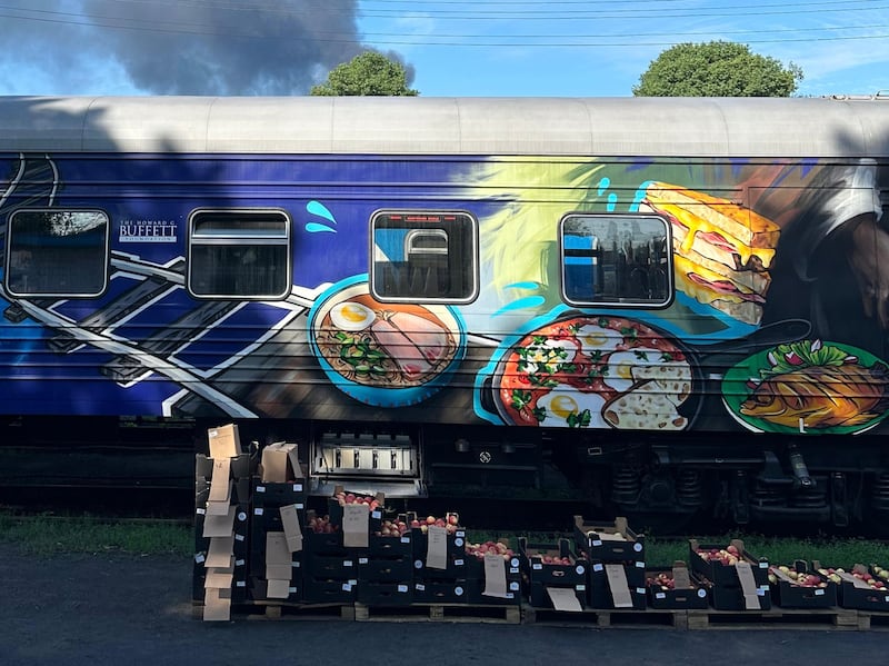  Cooks and other crew live on Ukraine's Food Train, which has its own kitchens, refrigerators, freezers, 27,000-litre water tanks and generators, and can operate independently for up to a week. Photograph: Courtesy of Ukrzaliznytsia