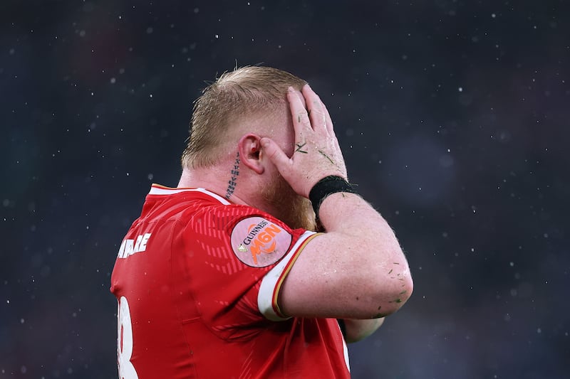 Wales prop Keiron Assiratti after their defeat during to Italy on Saturday. Photograph: Ryan Pierse/Getty Images