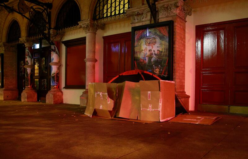 Rough sleepers set up outside the Gaiety Theatre in Dublin. Photograph: Nick Bradshaw