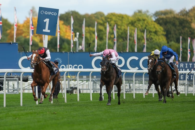 Ryan Moore stretches clear on Kyprios to win the Qipco British Champions Long Distance Cup at Ascot. Photograph: Alan Crowhurst/Getty Images
