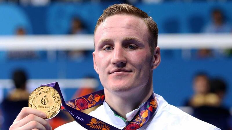 Michael O’Reilly with his gold medal at the European Games in Baku. Photograph: Ryan Byrne/INPHO