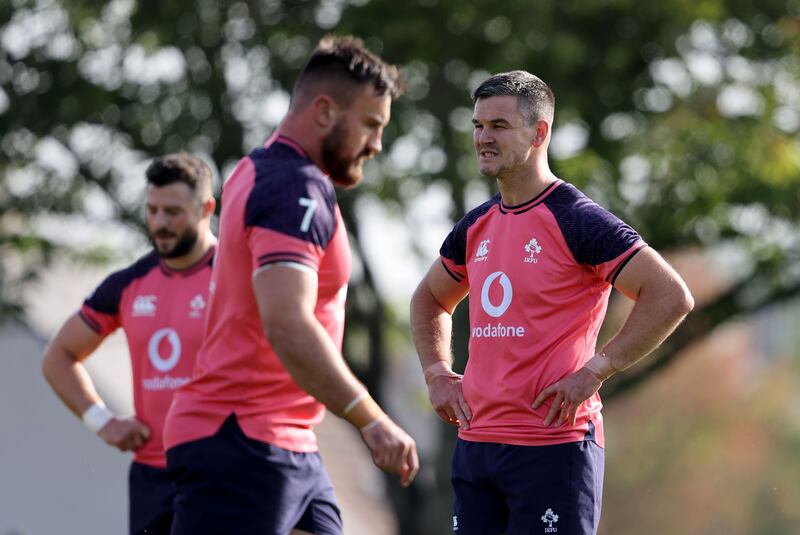 Johnny Sexton at Ireland squad training at Complexe de la Chambrerie, Tours, France. Photograph: Dan Sheridan/Inpho