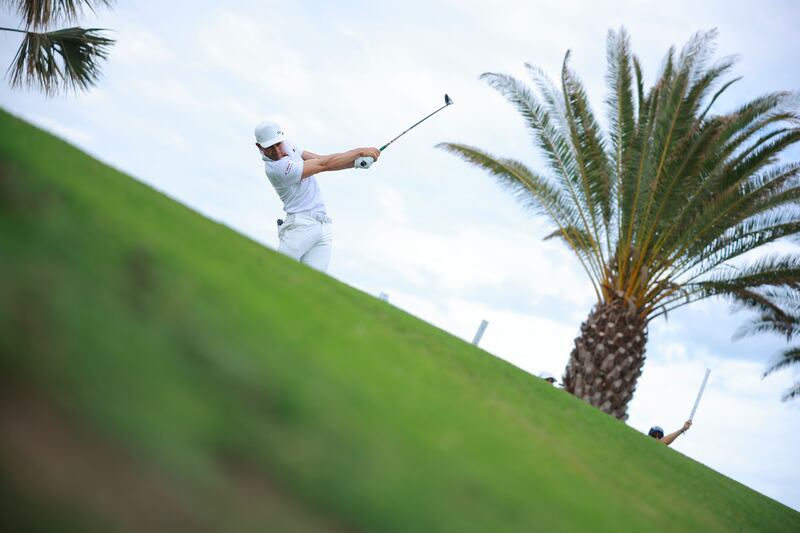 Camilo Villegas of Colombia hits a tee shot on the 17th hole during the final round of the World Wide Technology Championship at El Cardonal at Diamante on November 05, 2023 in Cabo San Lucas, Baja California Sur, Mexico. Photograph: Hector Vivas/Getty Images