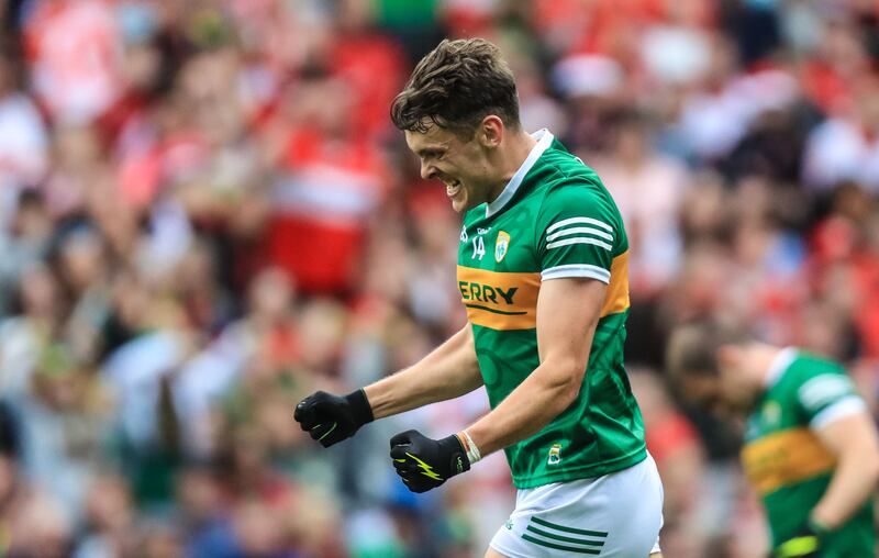 Class leader: Kerry's David Clifford celebrates scoring a point. Photograph: Evan Treacy/Inpho