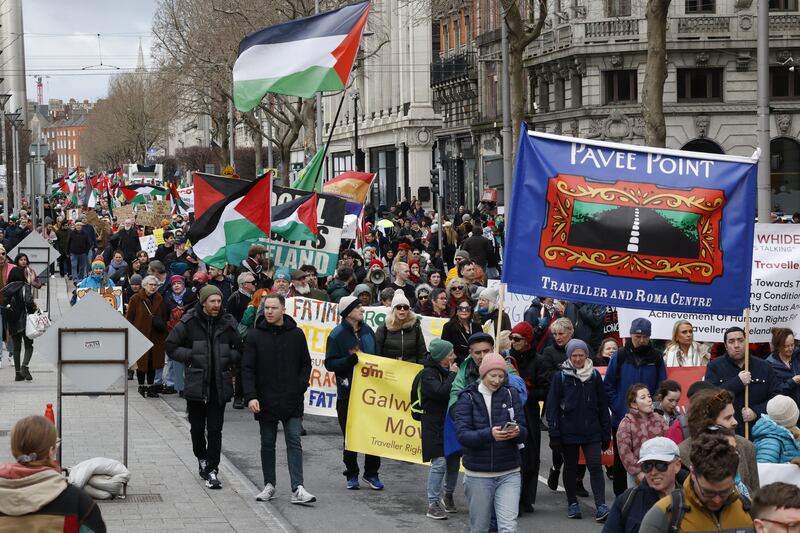 The Le Chéile Stand Together demonstration in Dublin.  Photograph: Nick Bradshaw