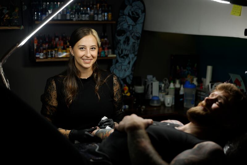 Tattoo artist Georgiana Stoian of Little Rabbit Ink studio will be working on a client’s full body suit at the convention. Photograph: Alan Betson
