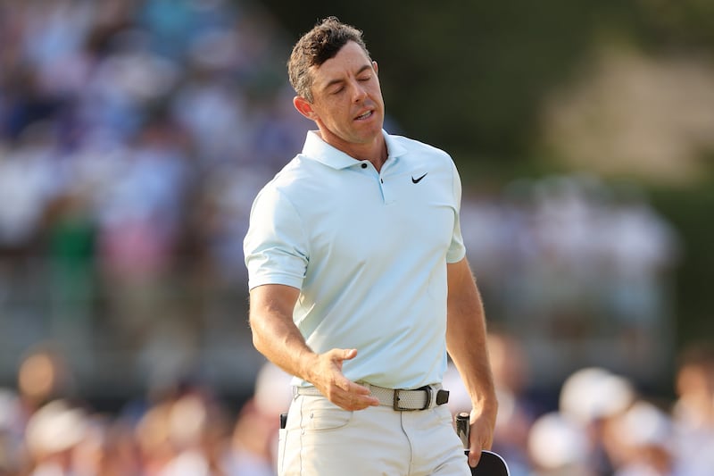 Rory McIlroy is devastated after finishing the final round of the 124th US Open at Pinehurst Resort in Pinehurst, North Carolina. Photograph: Sean M. Haffey/Getty Images