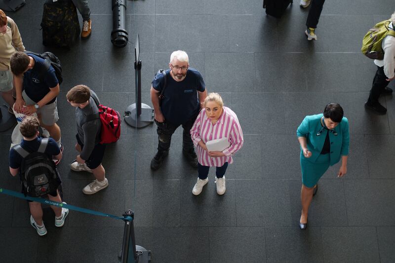 Debbie Morone and her fiance Andy Neary at Dublin Airport. Photograph: Fran Veale