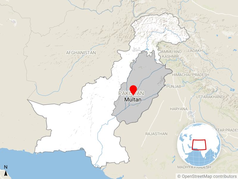 The incident occurred in the Punjab region near the city of Multan. Map: Datawrapper