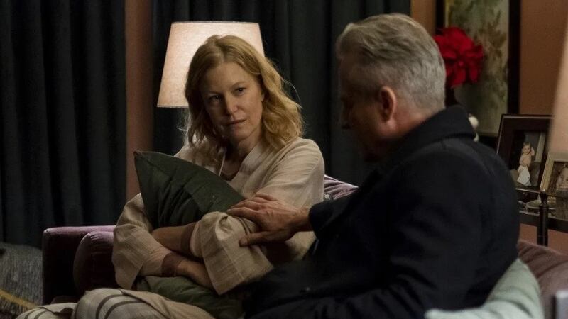 Anna Gunn and Linus Roache in The Apology. Photograph: RLJE Films/Shudder/AMC+