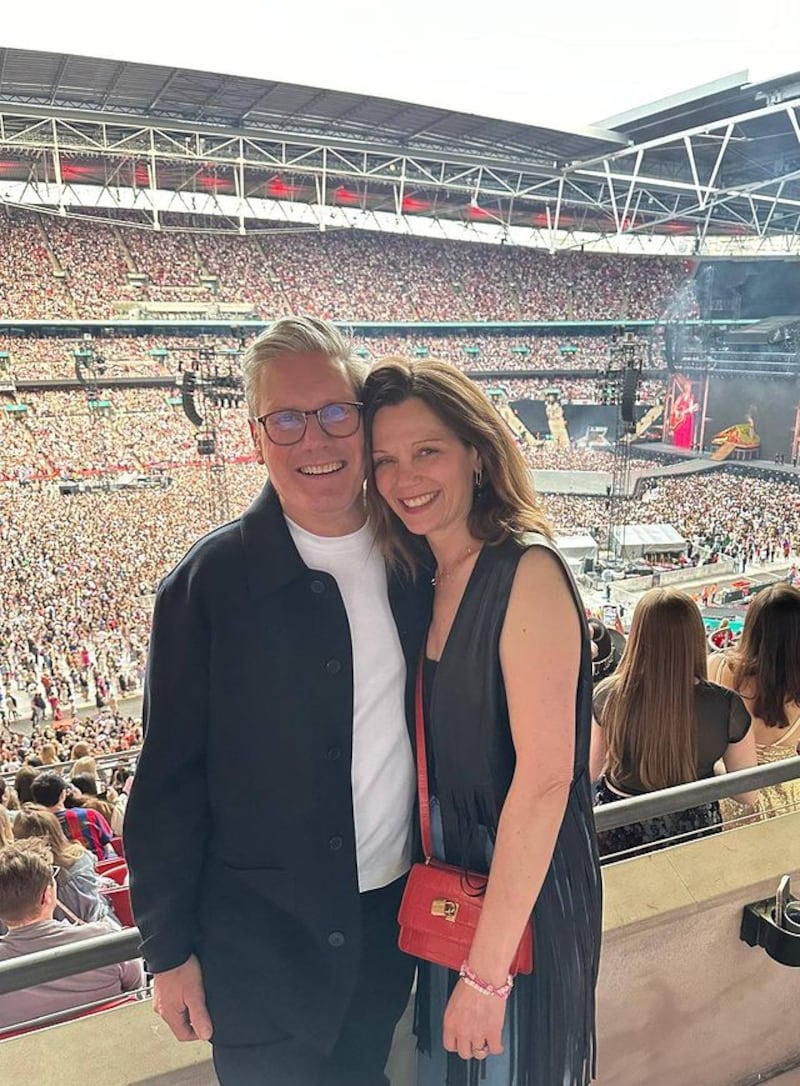 Keir and Victoria Starmer at Taylor Swift's Eras Tour concert at Wembley Stadium, London. Photograph: Keir Starmer/Instagram