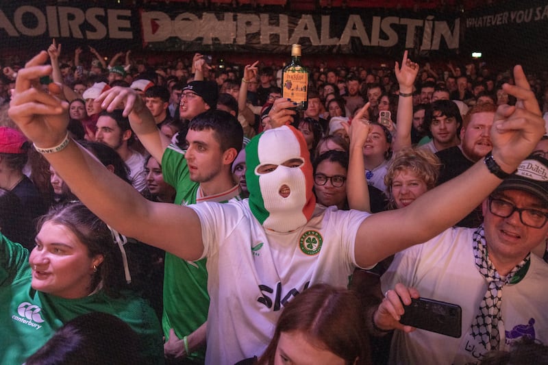 Kneecap fans at Vicar Street, Dublin. Photograph: Tom Honan