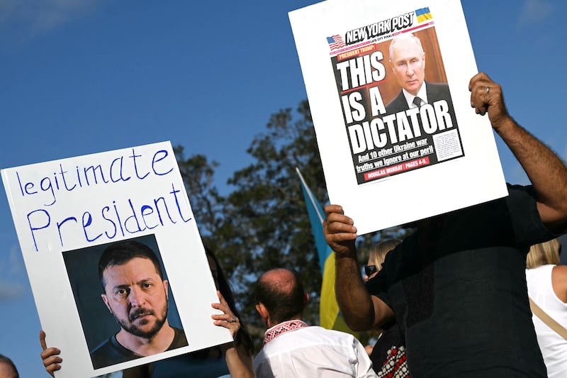 Donald Trump has  pressed Ukraine to hold a wartime election, appearing to side with Russia. Photograph: Saeed Khan/AFP