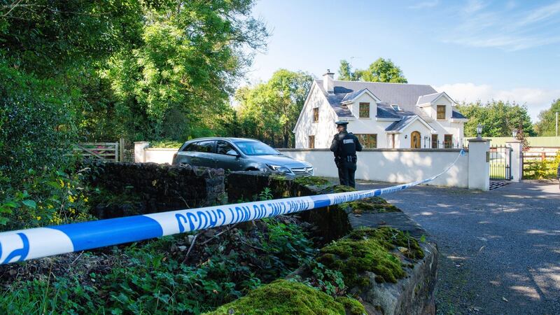 The laneway, cordoned off by PSNI officers, where Quinn Industrial Holdings director Kevin Lunney was abducted. Photograph: Ronan McGrade/Pacemaker Press