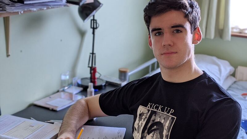 Tomás Griffin (17) in his bedroom at home in Tullamore, Co Waterford