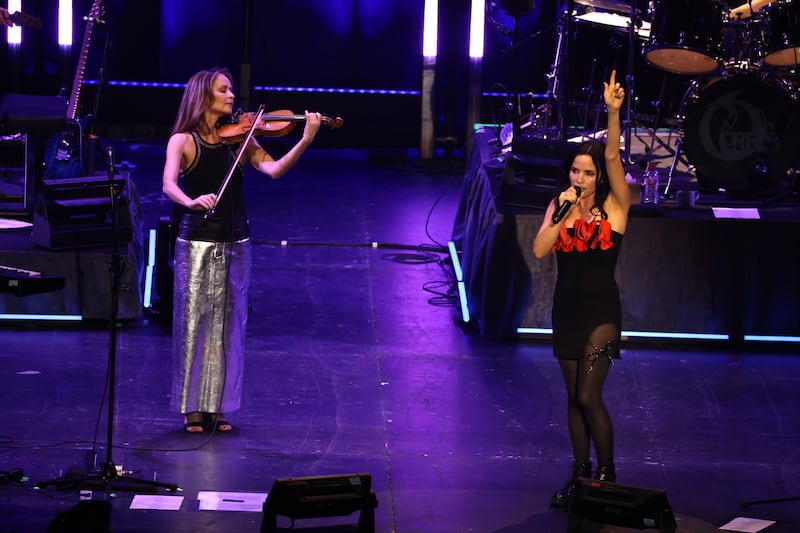 Sharon and Andrea performing at the 3Arena, Dublin. Photograph: Dara Mac Dónaill/The Irish Times