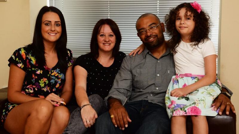 Above, from left, Kim, Karen, Toju and Eábha: the family thought Eábha’s treatment for leukaemia was of a high standard, but the facilities were poor. Photograph: Cyril Byrne