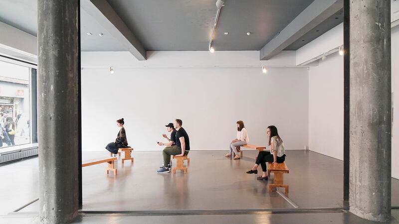 Prime by Camille Norment at Temple Bar Gallery + Studios 17: Each bench is wired to a different sound and so the vibrations change from bench to bench. Photograph: Kasia Kaminska