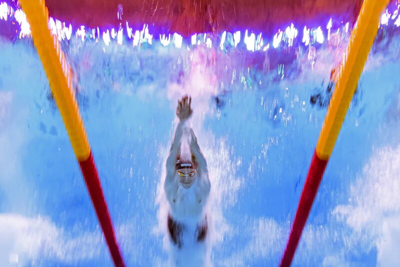 Ireland's Daniel Wiffen competes in a heat of the men's 800m freestyle at the 2024 World Aquatics Championships at Aspire Dome in Doha. Photograph: Manan Vatsyayana/AFP via Getty Images