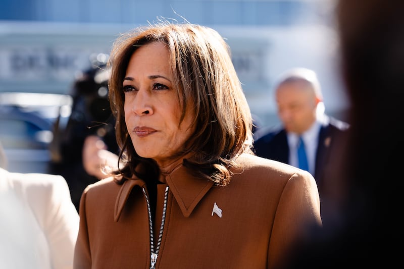 Kamala Harris: the final year of the Biden-Harris administration has been defined by a fog of confusion. Photograph: Erin Schaff/New York Times
                      