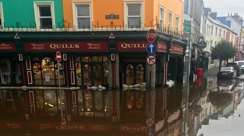 Flooding in Kenmare, Co Kerry this morning after heavy rain. Photograph : Kerry County Council