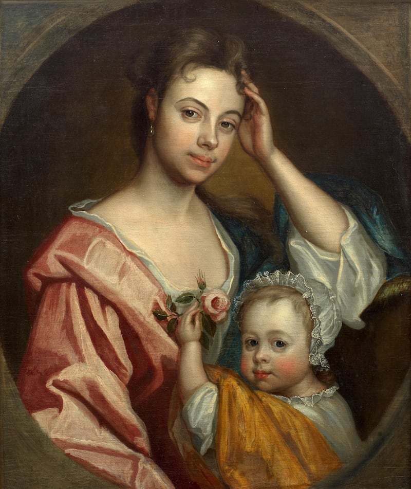 Irish School 18th century portrait of a lady and child