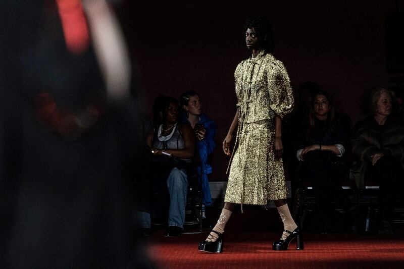 Simone Rocha's 2023 autumn-winter collection show at London Fashion Week on Saturday evening. Photogarph:  Niklas Halle'n/AFP/Getty Images