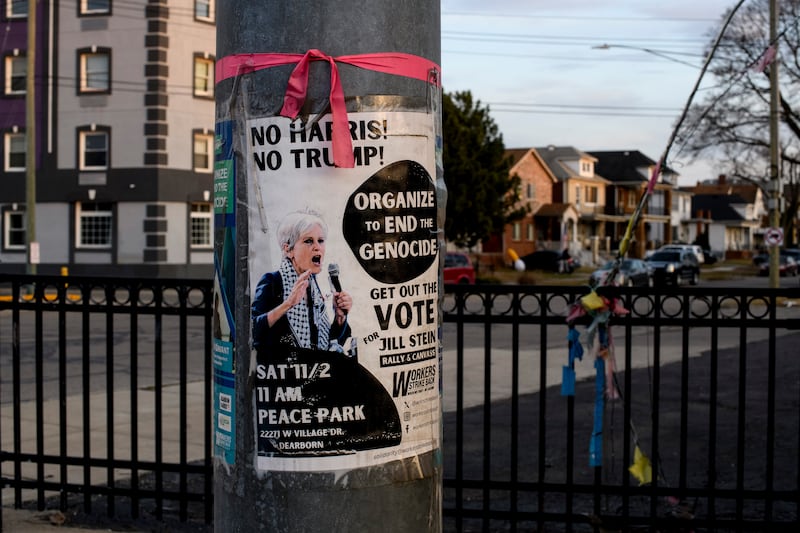 A sign in support of Jill Stein, who received about 18 per cent of the presidential election vote, in Dearborn Heights, Michigan. Photograph: Brittany Greeson/New York Times