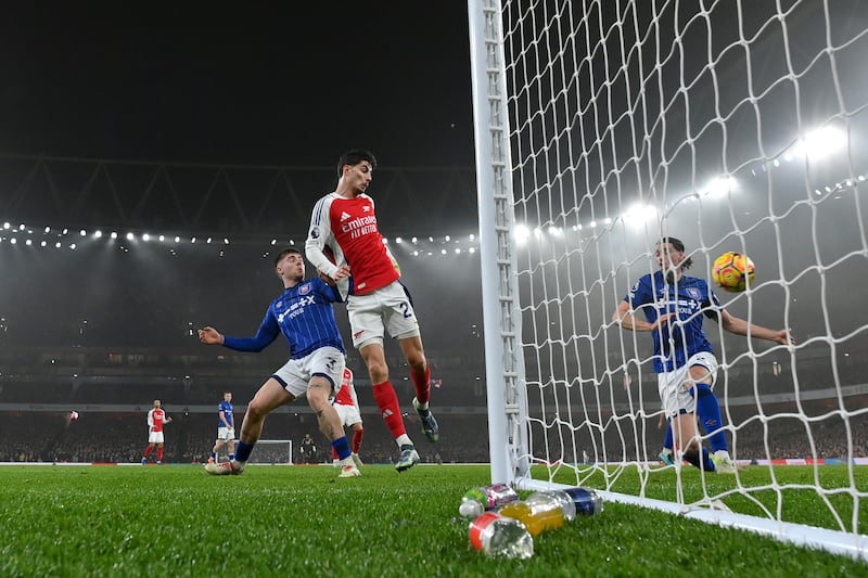 Kai Havertz scores for Arsenal against Ipswich at the Emirates Stadium. Photograph: Justin Setterfield/Getty Images