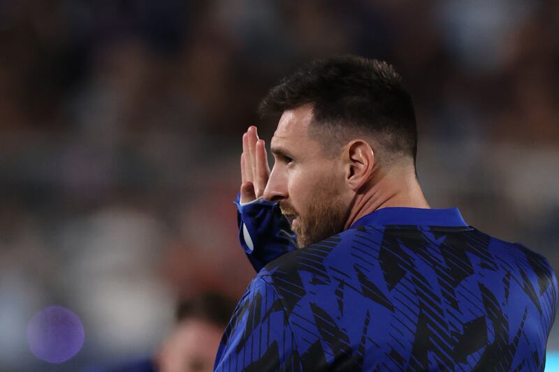 Argentina's Lionel Messi in action against Paraguay, whose players are not pictured. Even if they were, Messi might not be able to identify them. Photograph: Alejandro Pagni/AFP via Getty Images