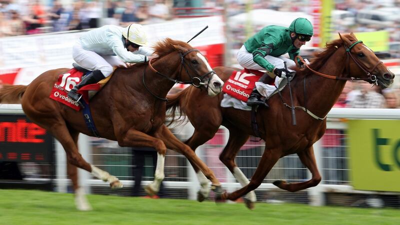 New Approach ridden by Kevin Manning wins the Epsom  Derby  in 2008. Photograph:  John Gichigi/Getty Images