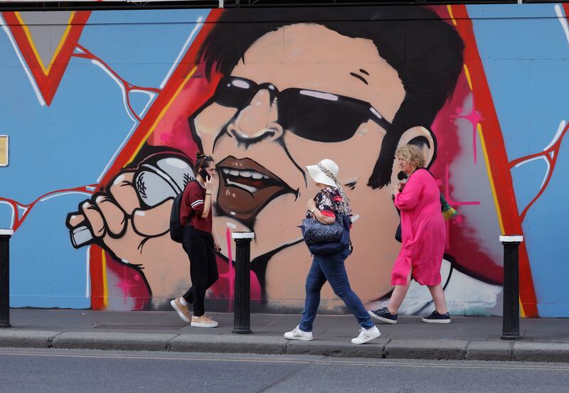 A mural on Dame street, in Dublin, in memory of Aslan frontman Christy Dignam. Photograph: Alan Betson