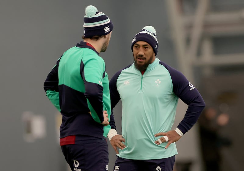 Ireland's Bundee Aki in training. Photograph: Dan Sheridan/Inpho