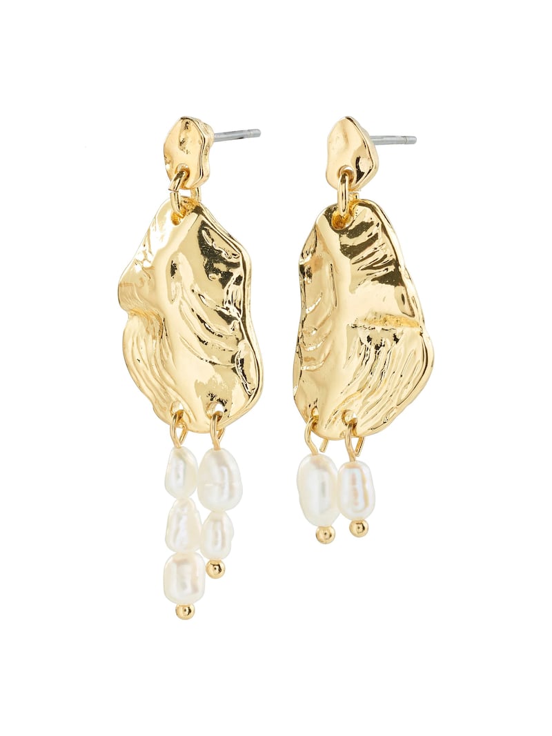 Gold pearl drop earrings, €44, Pilgrim, Very Ireland